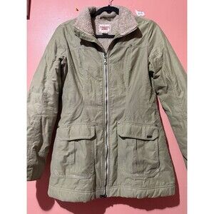 Guess Jeans Womens Jacket S Small Green Full Zip Warm Collared Pockets